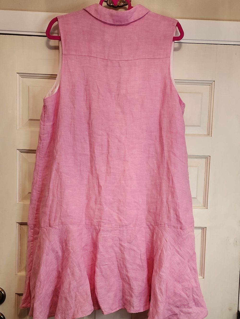 Lilly Pulitzer 100% Linen Pink Collared DRESS With Cotton Lined SLIP ATTACHED - Picture 5 of 8